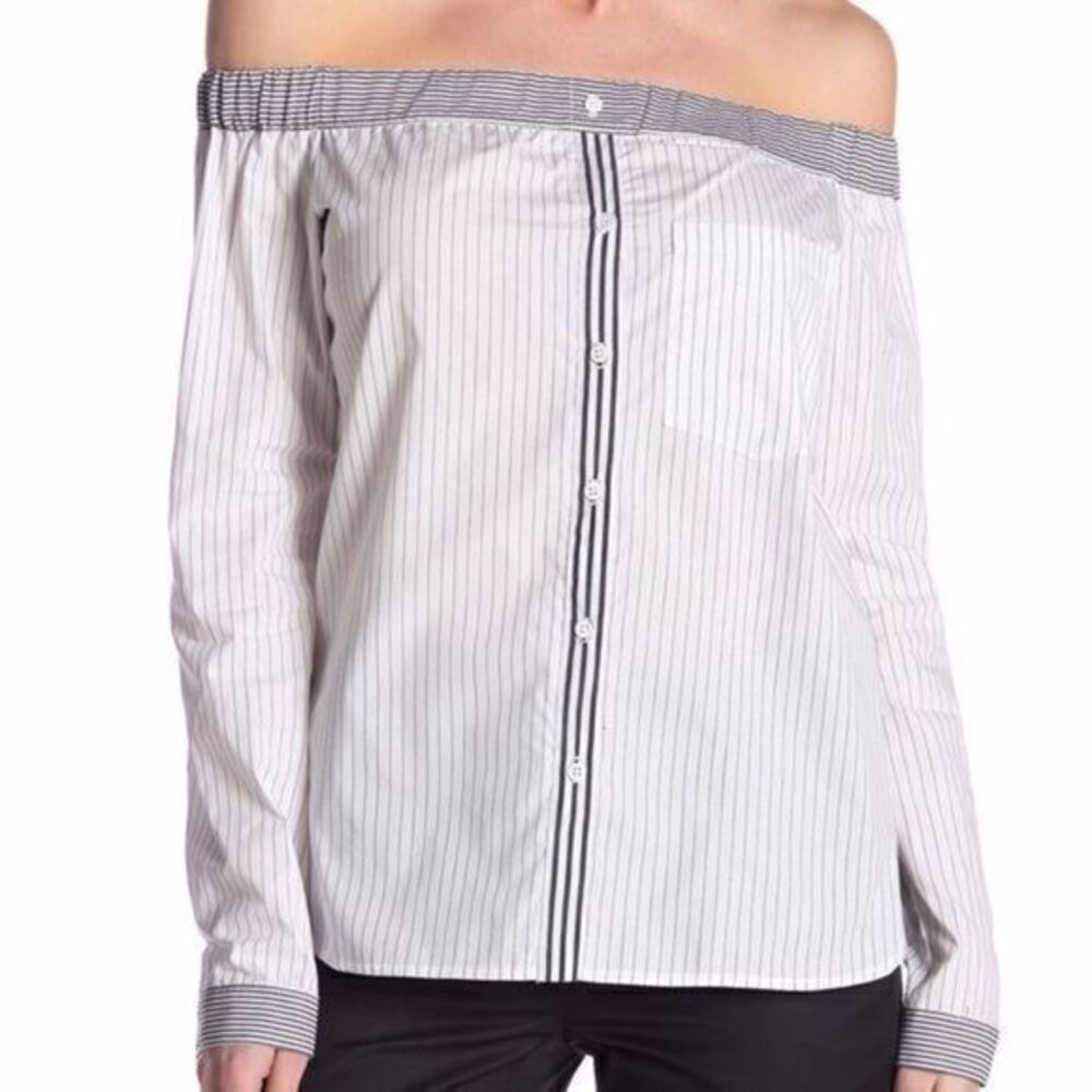 Bailey 44 Striped Off-the-Shoulder Shirt 6